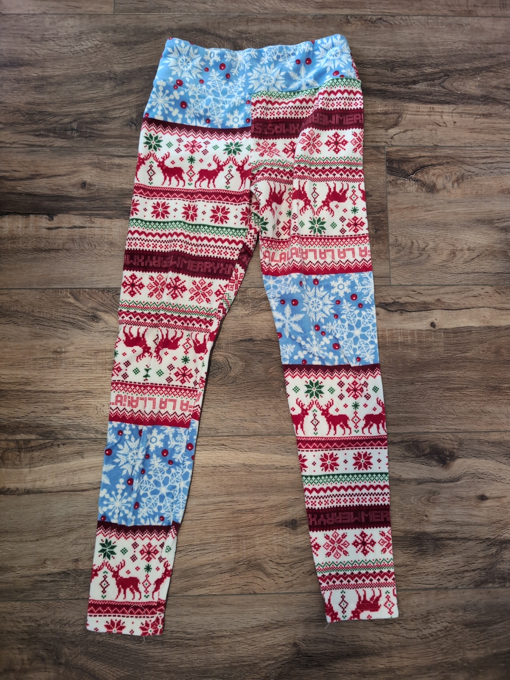 No Boundaries Red, Blue & White Holiday Reindeer Leggings